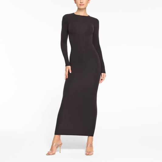SKIMS CREW NECK LONG SLEEVE DRESS NWT