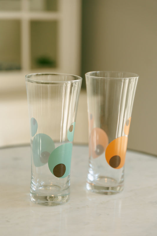 RARE Mid Century MOD Olive Highball Glasses
