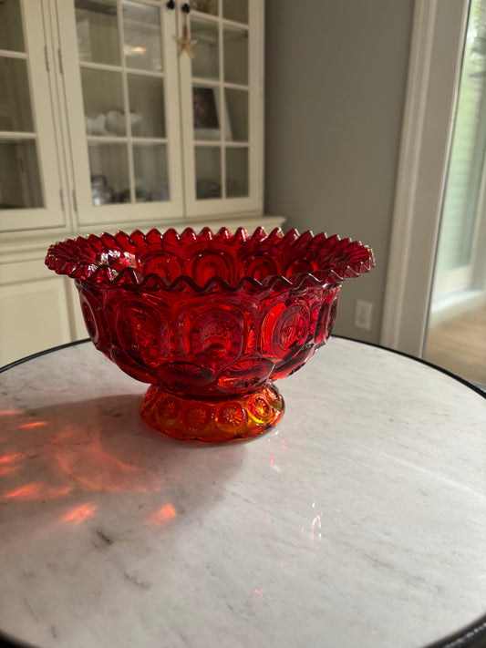 VTG Moon and Stars Amberina Ruffle Edge Bowl
