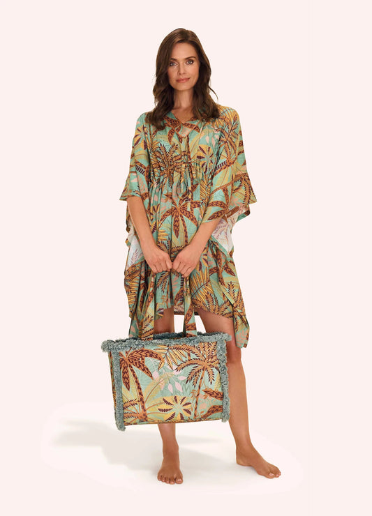 Patterned Palms Beach Cover Up