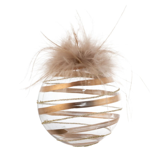Feather Top Striped Glass Ornament