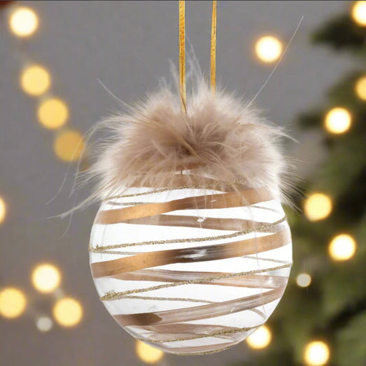 Feather Top Striped Glass Ornament